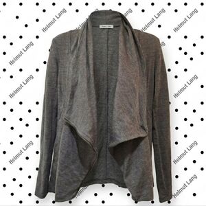 PETITE- ​Helmut Lang Grey Villous Drape Front Moto Jacket Cardigan